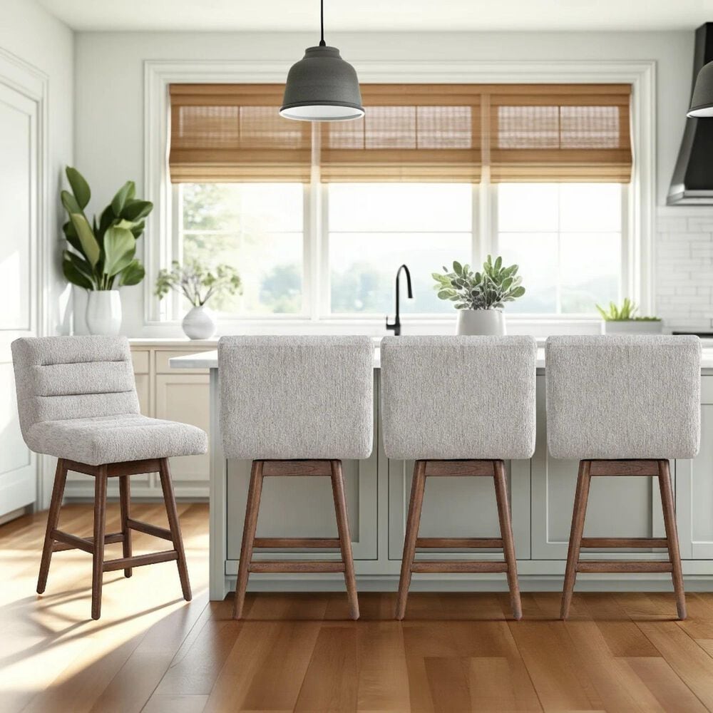 Armen Living Elias 26" Swivel Counter Height Stool in Brown Oak, , large