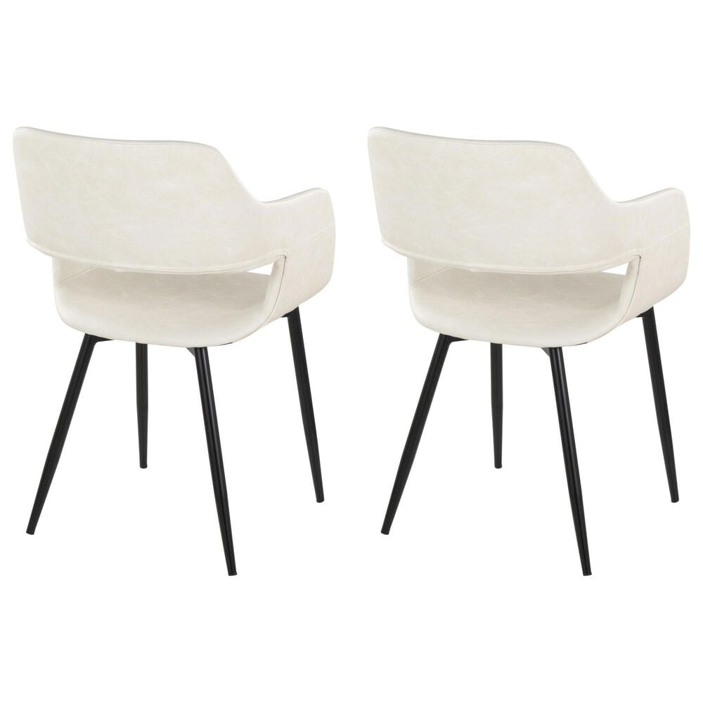 LumiSource Margarite Contemporary Dining/accent Chair in Black Metal and Cream Faux Leather by LumiSource - Set of 2, , large