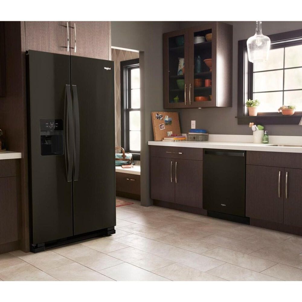 Whirlpool 24.6 Cu. Ft. 36&quot; Wide Side-by-Side Refrigerator in Black Stainless, , large