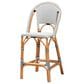Baxton Studio Genica Bar Stool with Two-Tone Black and White Weaving in Natural Rattan, , large