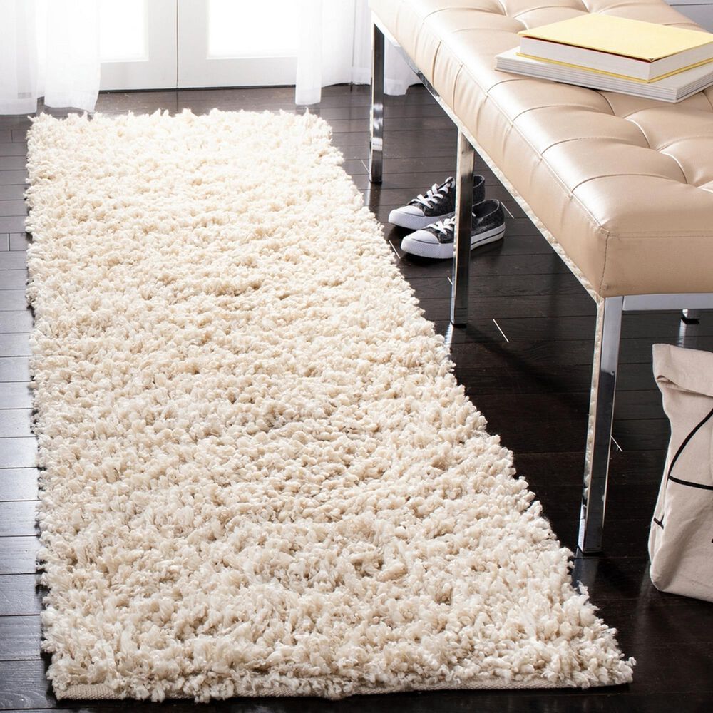 Safavieh Sheep Shag SSG212A 2&#39;3&quot; x 8&#39; Ivory Runner, , large