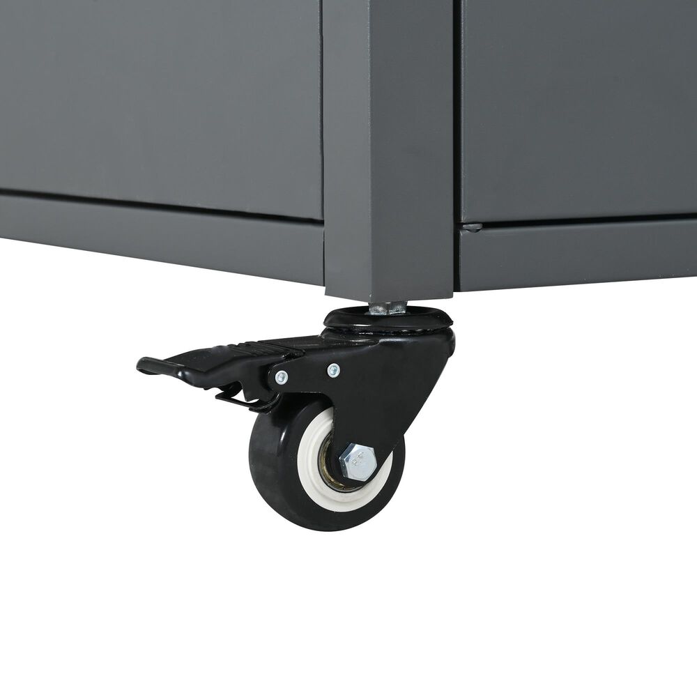 Hearth and Haven Outdoor Kitchen Island Cart with Dual Expandable Stainless Steel Tabletops in Gray, , large