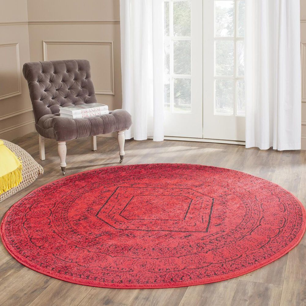 Safavieh Adirondack ADR108F-4R 4" x 4"  Red/Black Round Rug, , large
