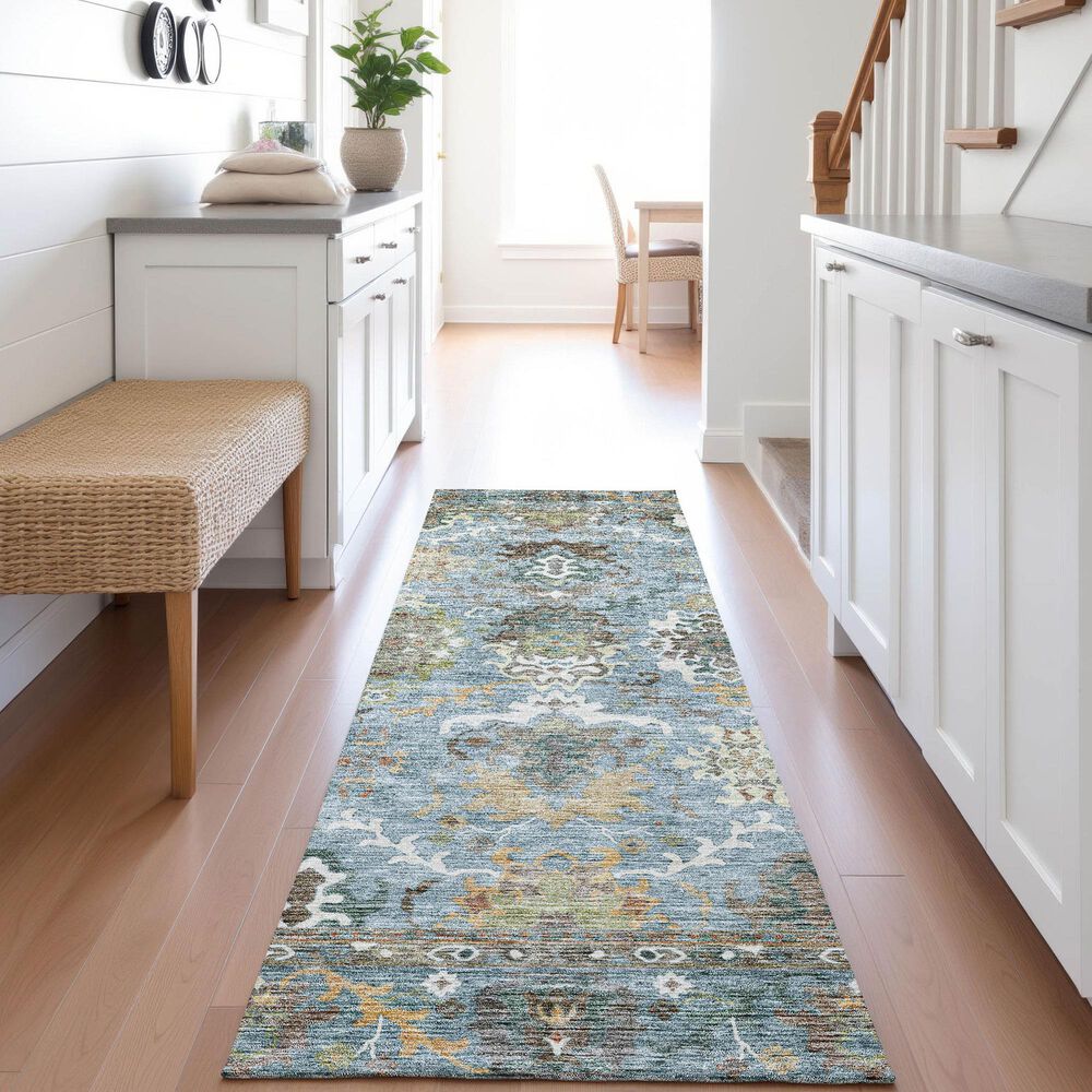 Dalyn Rug Company Silk Road Aqua, Gold, Copper, Blue, Teal, Mocha and Fern 2&#39;3&quot; x 7&#39;6&quot; Runner, , large