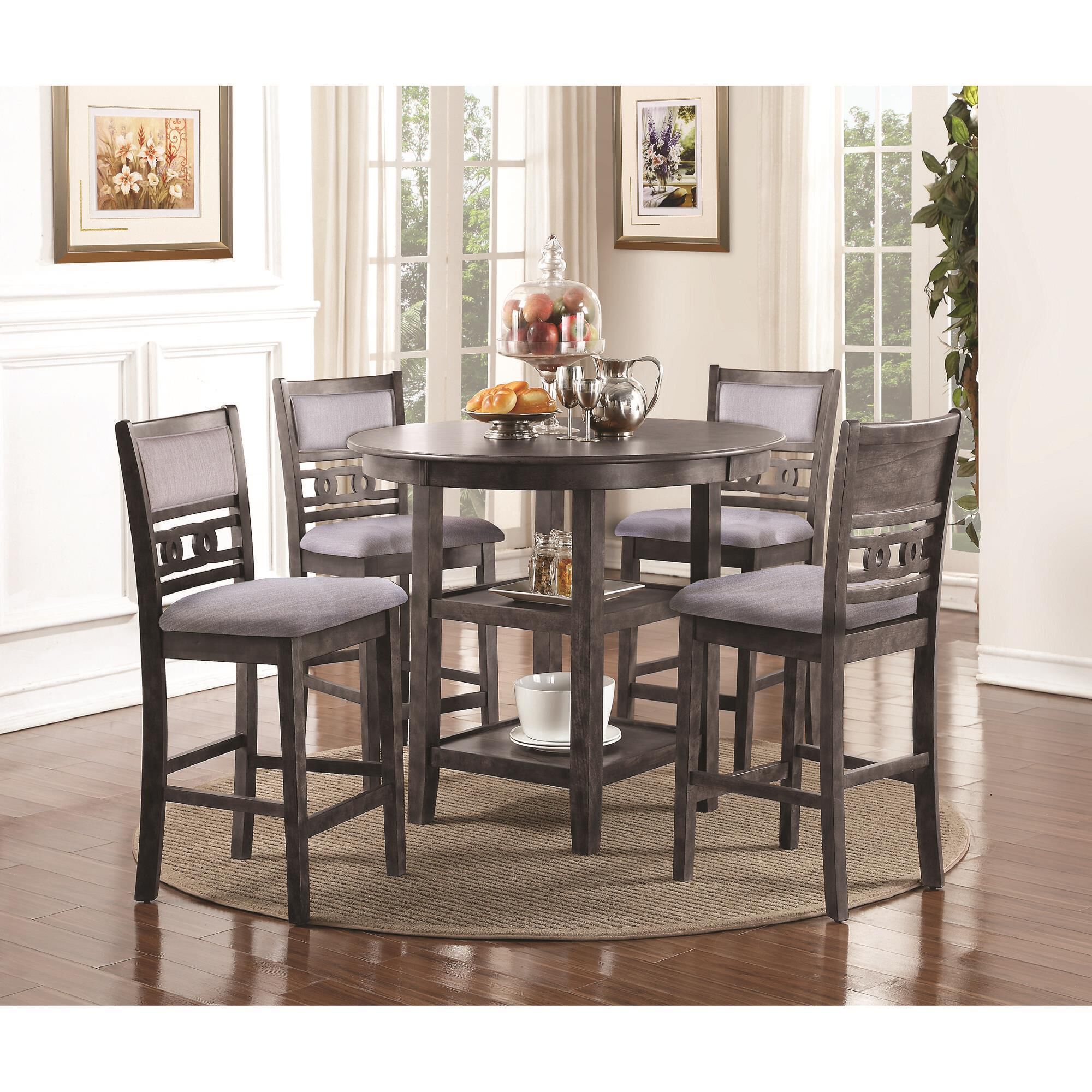New Heritage Design Gia 5 Piece Counter Dining Set in Gray NFM