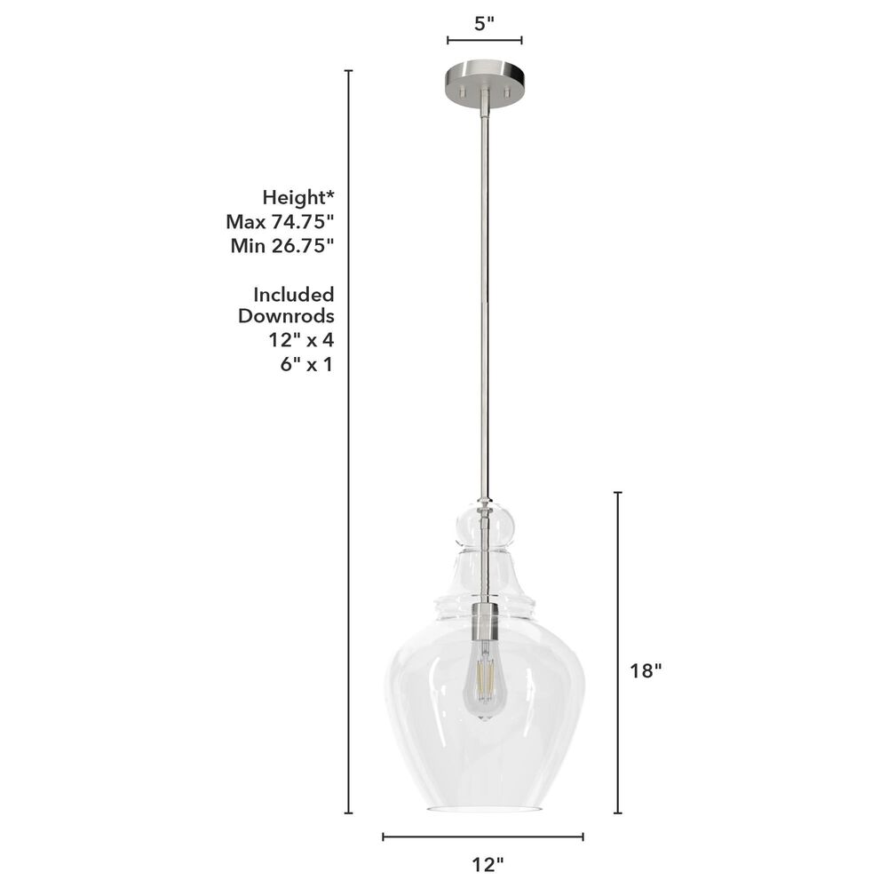 Hunter Maple Park 1-Light Pendant in Brushed Nickel, , large