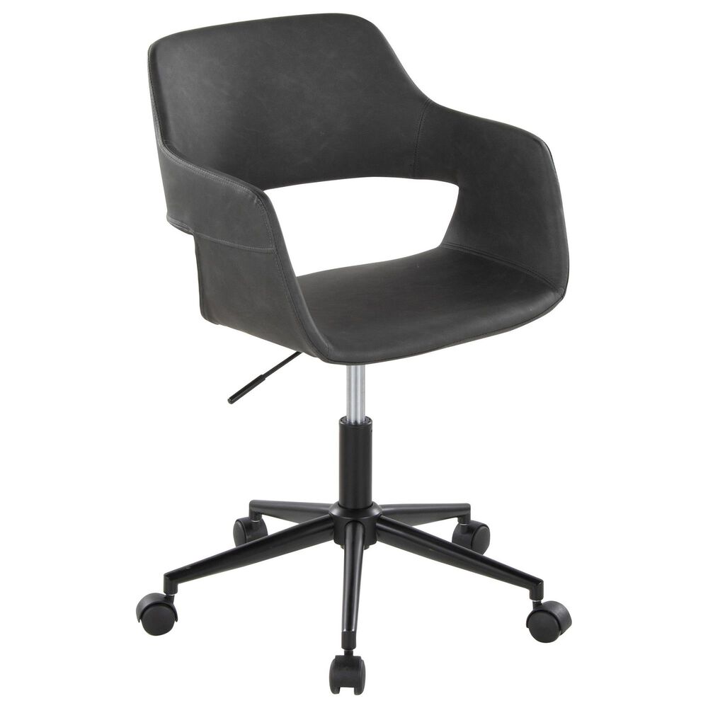 Lumisource Margarite Task Chair with Grey Faux Leather Cushion in Black, , large