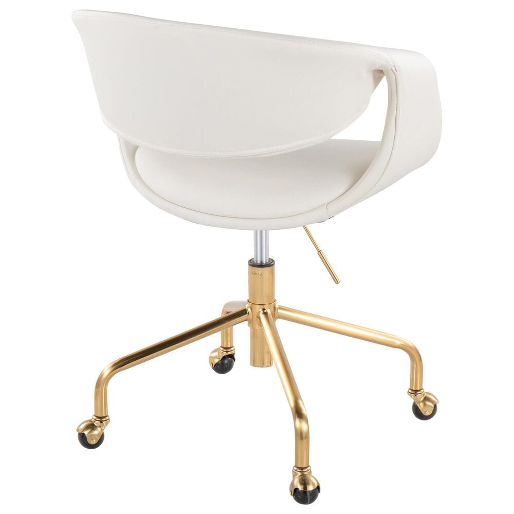 Lumisource Curvo Task Chair with White Cushion in Gold, , large