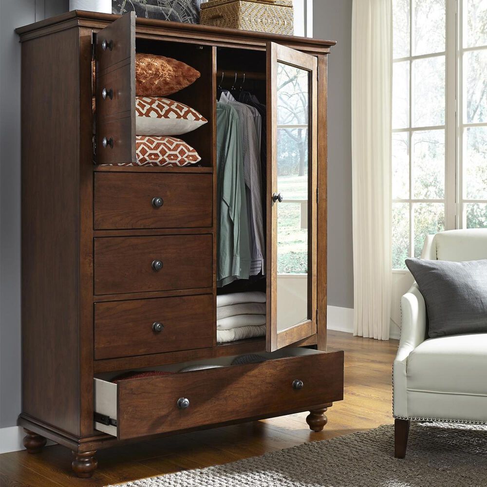 Riva Ridge Oxford 4 Drawer Chifferobe in Whiskey Brown, , large