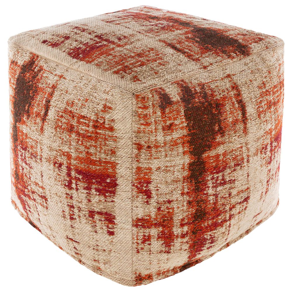 Surya Inc Dalen Pouf in Red/Orange/Khaki, , large