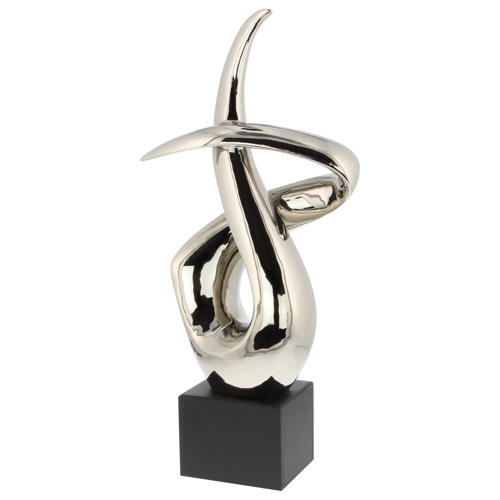 Maple and Jade 22&quot; Abstract Sculpture in Silver and Black, , large