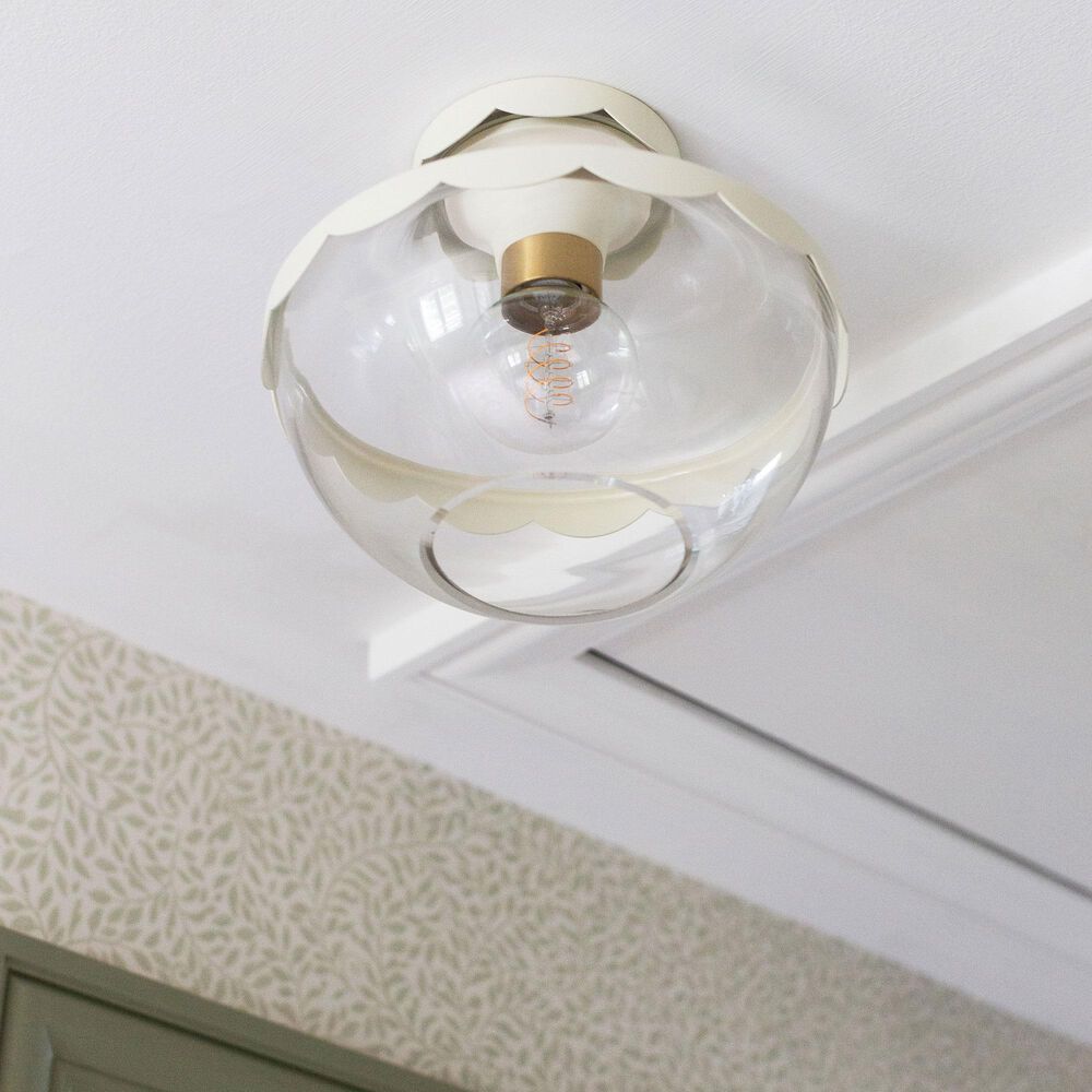 Mitzi Lighting Alaina 1-Light Semi-Flush with Soft Cream Shade in Aged Brass, , large