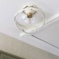 Mitzi Lighting Alaina 1-Light Semi-Flush with Soft Cream Shade in Aged Brass, , large