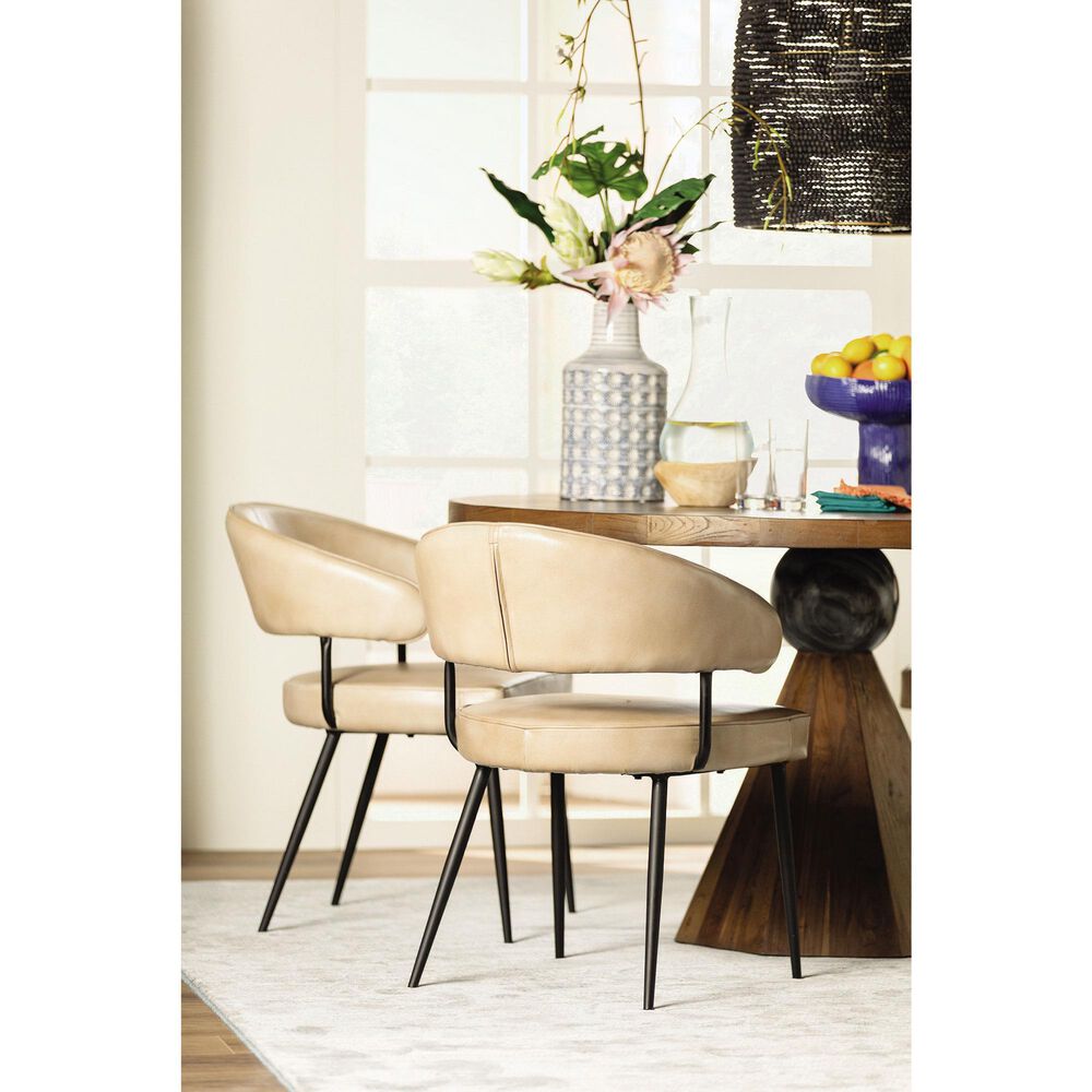 Home Trends &amp; Design Essex Dinning Arm Chair in Top Grain Leather Antique Ivory, , large