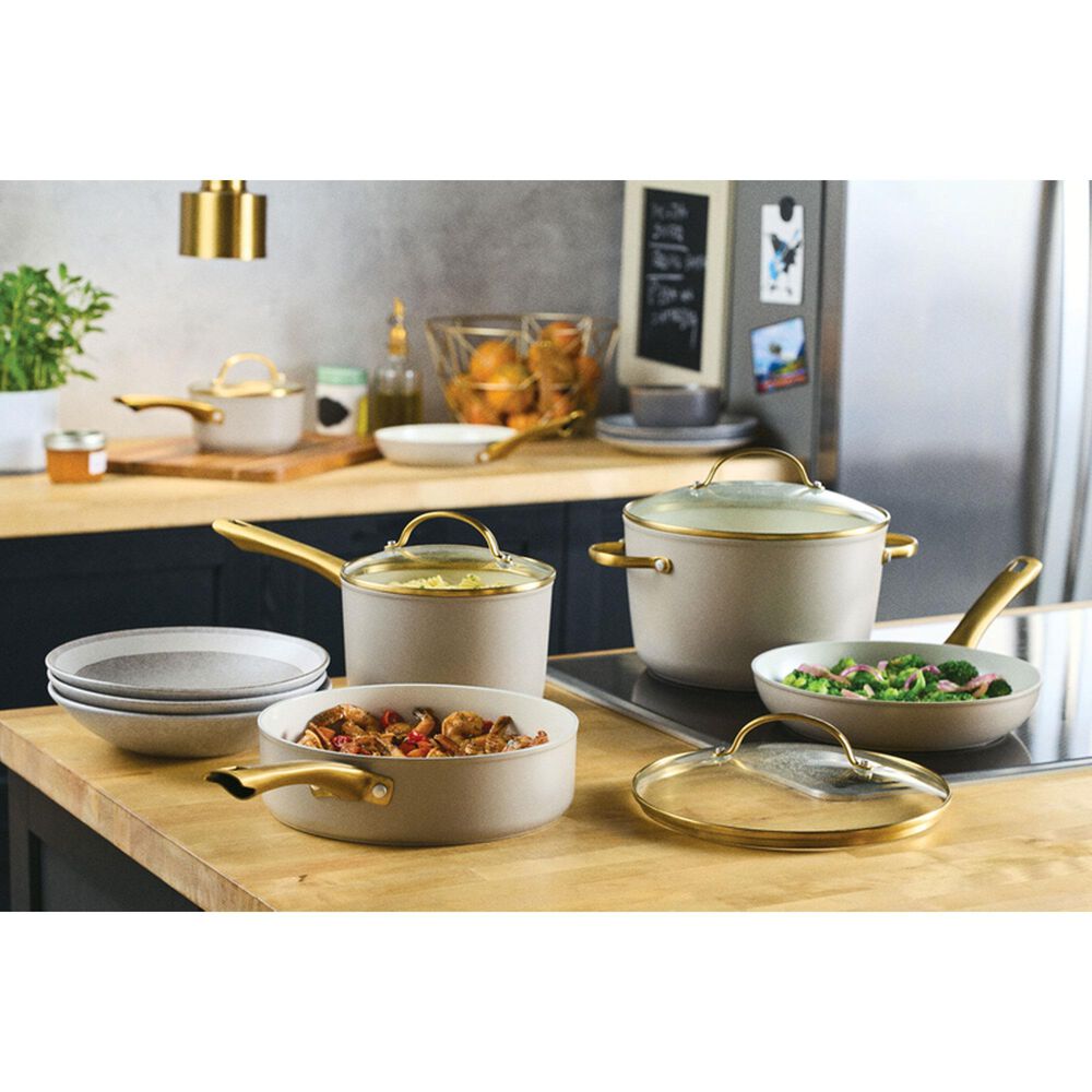 Faber Farberware Forged Induction Ceramic Nonstick Cookware Set, 12 Piece in Taupe, , large