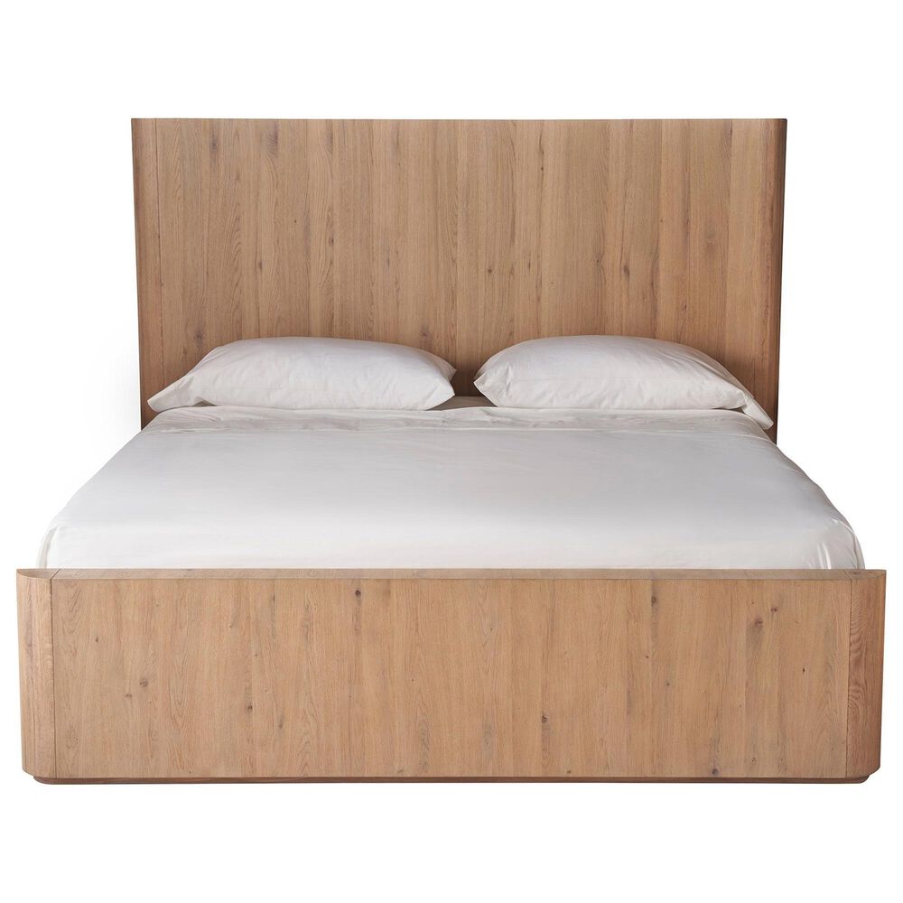 Universal Furniture Modern Walker California King Panel Bed with Dresser, Wardrobe and Two Nightstands in Natural Oak with AC Outlets and USB Ports, , large