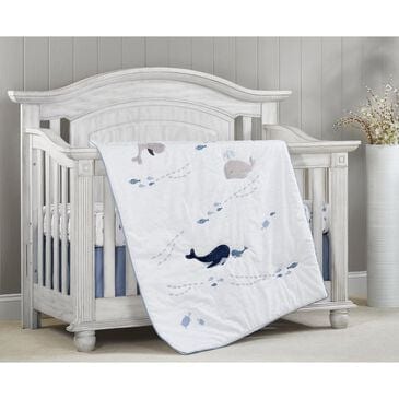 Oxford Baby Whale of a Time 3-Piece Baby Crib Nursery Bedding Set in White and Blue, , large