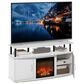 HOMLUX 47" TV Stand with Electric Fireplace and 2 Doors in White and Black, , large