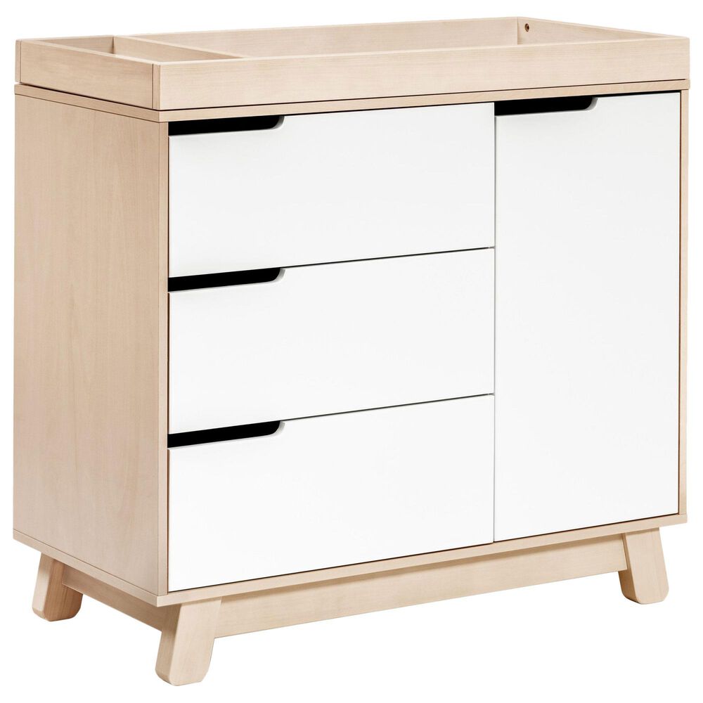 Babyletto Hudson 3 Drawer Changer Dresser in Washed Natural and White NFM
