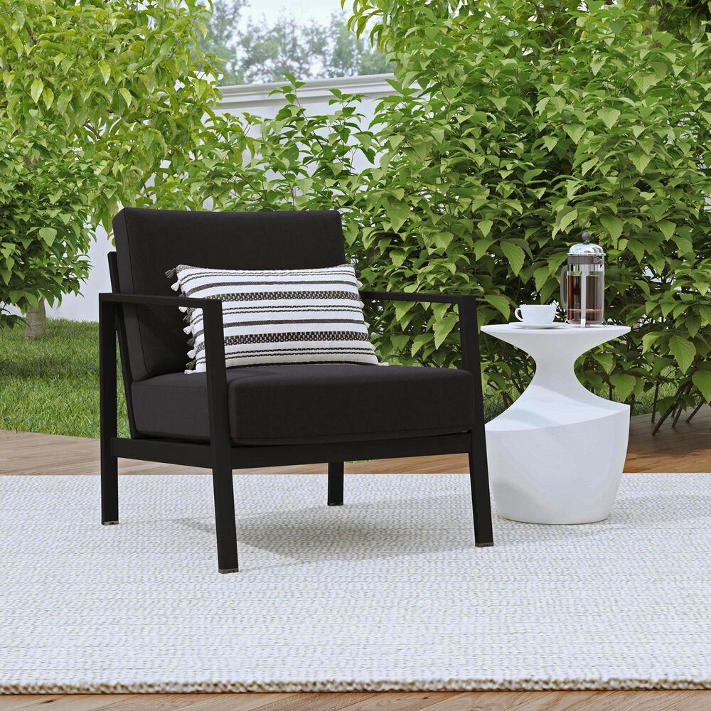 Linon Home Decor Holland Patio Armchair in Black, , large