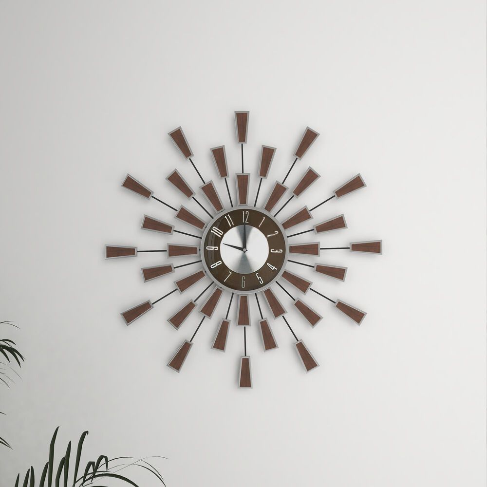 Maple and Jade Wall Clock in Silver and Black, , large
