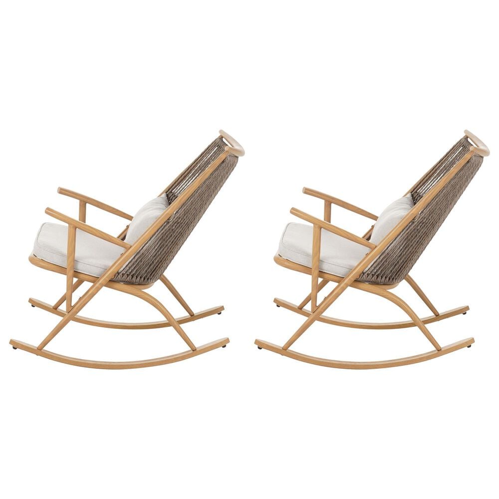 Hearth and Haven Outdoor Rocking Chair with PE Rattan Backrest in Gray (Set of 2), , large
