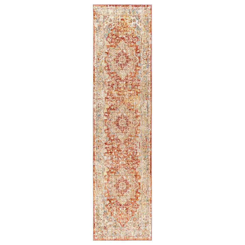 Surya Aspendos 2"7" x 7"3" Rust, Burgandy, Dusty Pink, Dark Blue, Wheat, Taupe, Gray, Black and Cream Runner, , large
