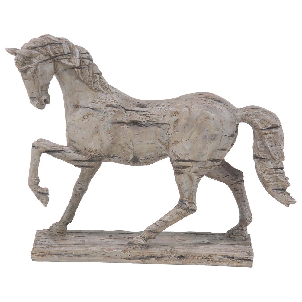 Maple and Jade 18" Vintage Polystone Horse Sculpture in Beige, , large