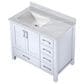 Lexora Home Jacques 36" Left Offset Single Bathroom Vanity in White with 2 cm White Carrara Marble Top and Rectangular Sink, , large