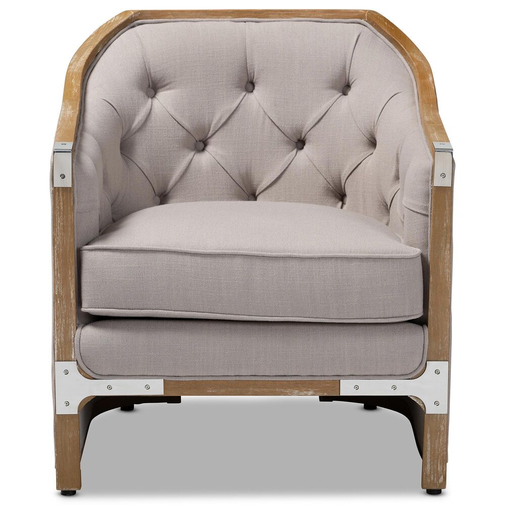 Baxton Studio Terina Arm Chair in Grey and Beige, , large