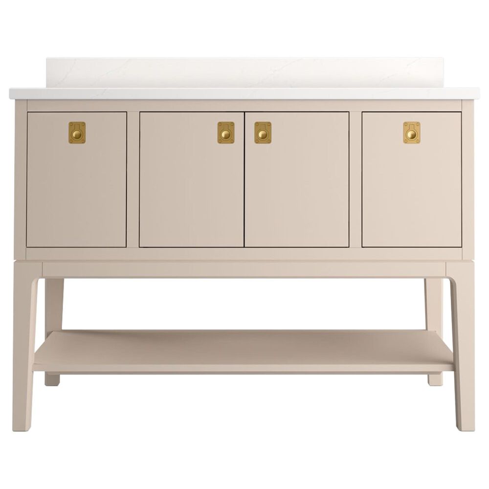 Kohler Seagrove 48" Single Bathroom Vanity in Light Clay with 3 cm White Quartz Top and Rectangular Sink, , large