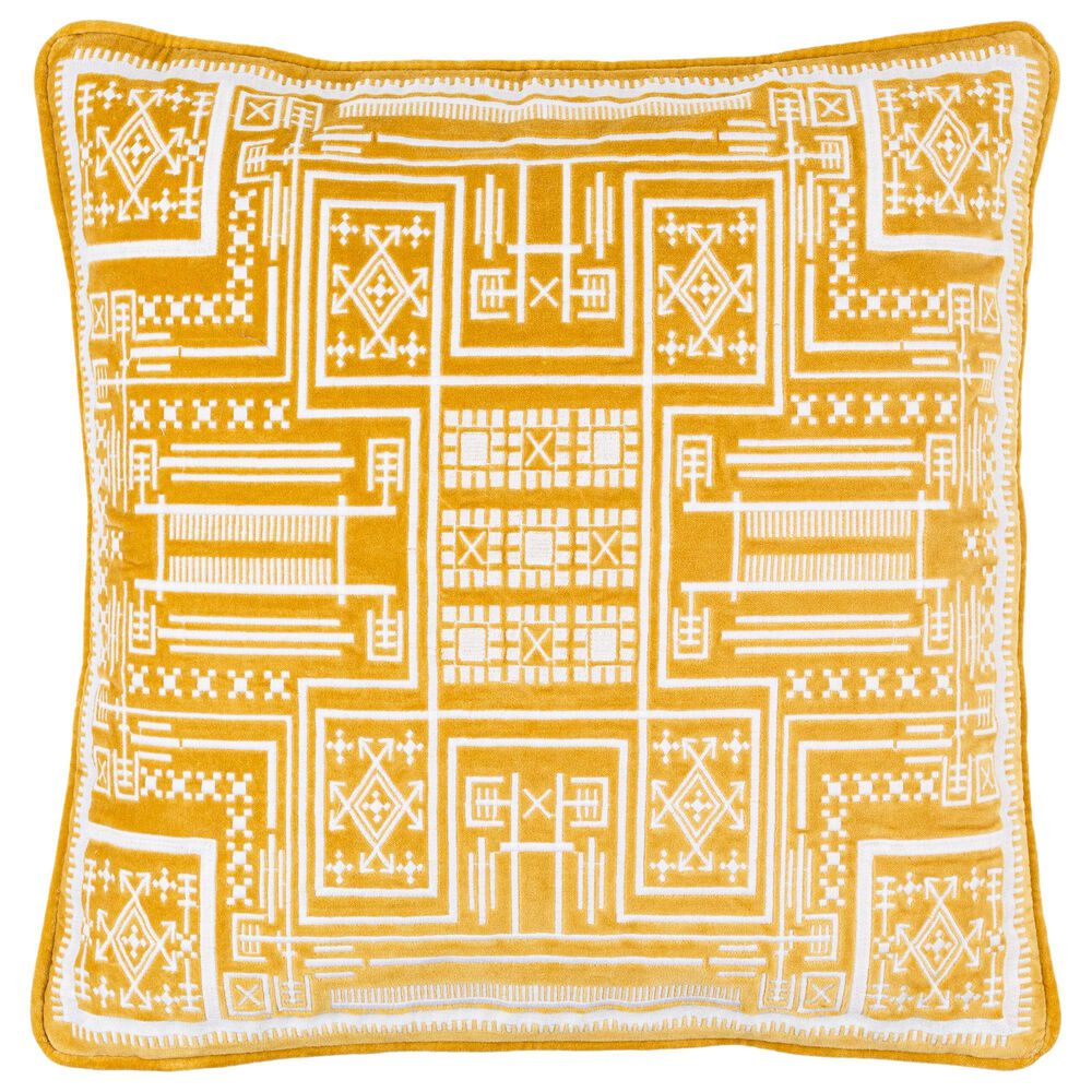 Surya Camaxtli 20" Square Throw Pillow in Mustard, , large