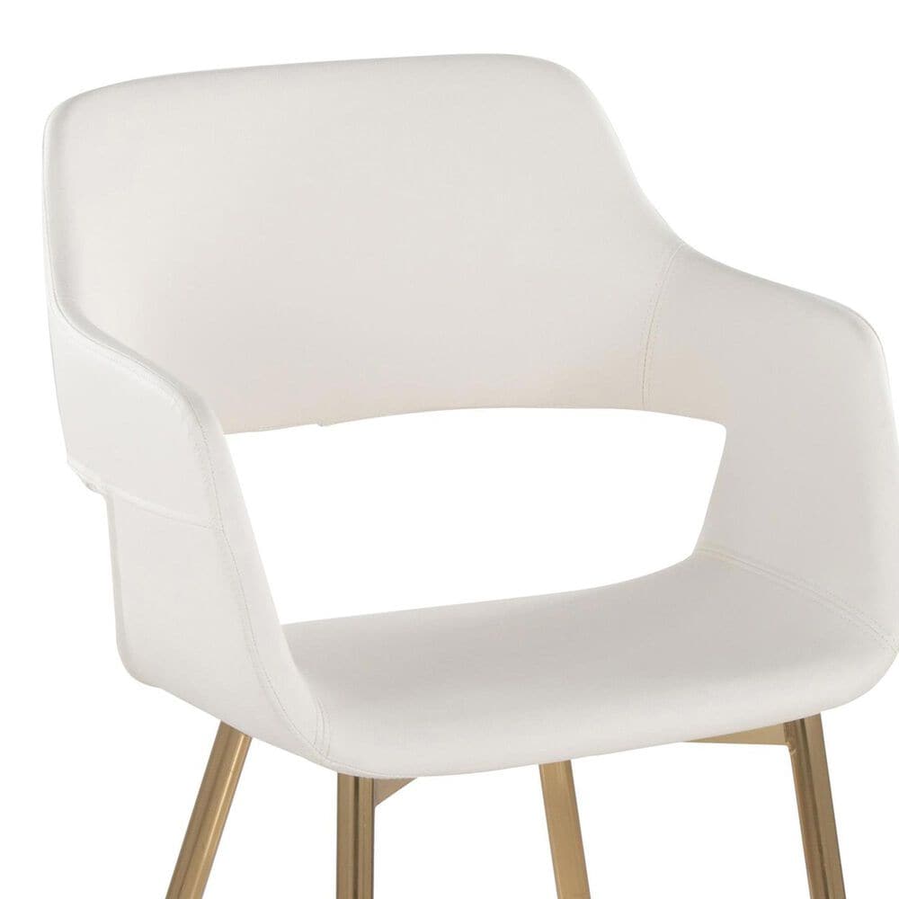 LumiSource Margarite Arm Chair with White Faux Leather Cushion in Gold (Set of 2), , large