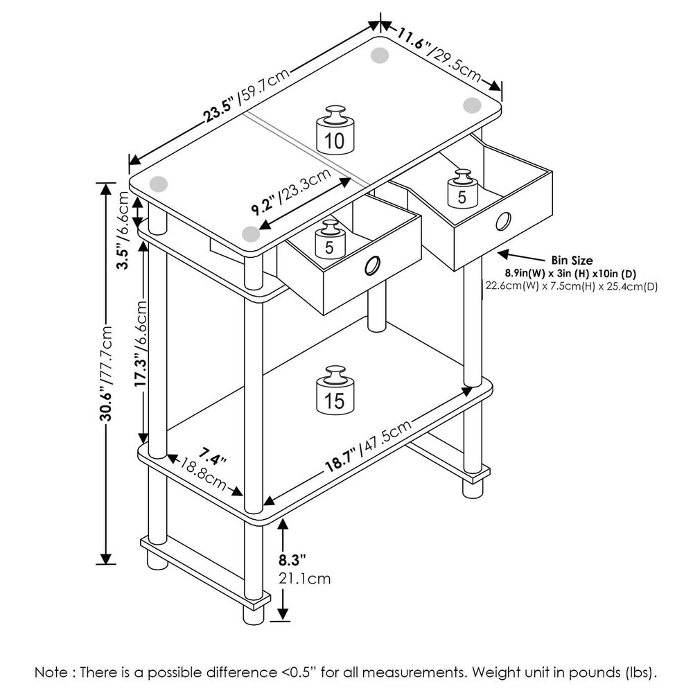 HOMLUX 2-Tier Tall-Wide Console Table in Espresso and Brown, , large