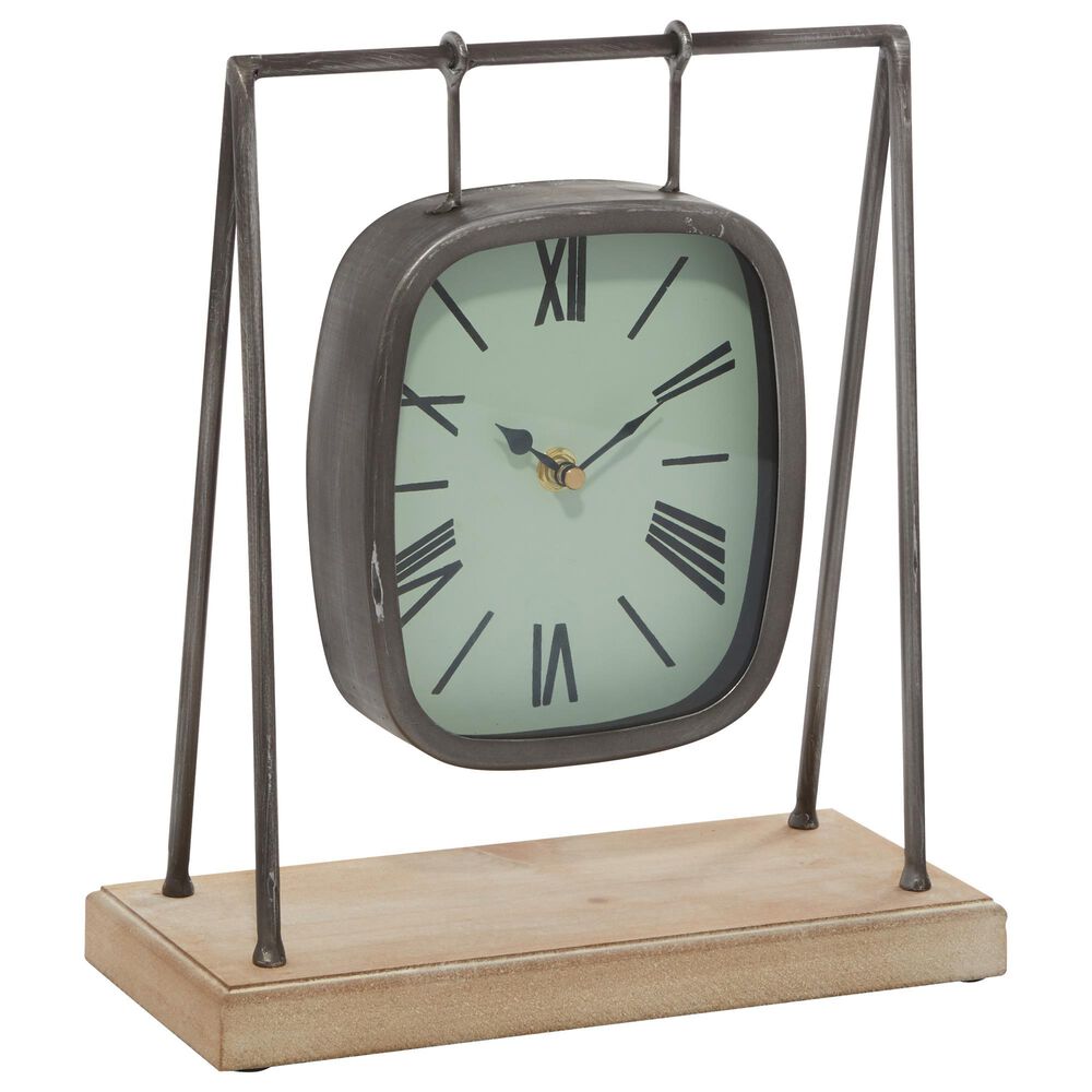 Maple and Jade Rustic Clock in Brushed Grey, , large