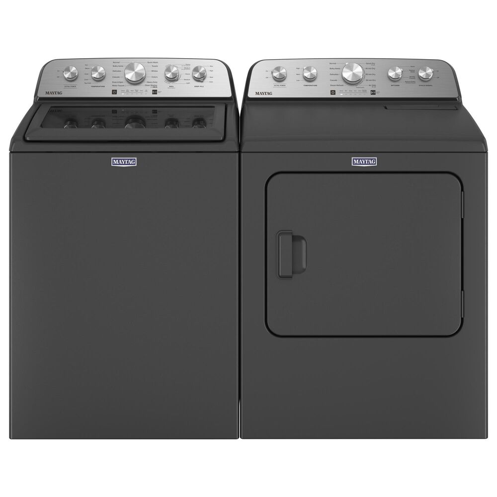 Maytag 5.0 Cu. Ft. Top Load Washer and 7.4 Cu. Ft. Gas Dryer Laundry Pair in Black, , large