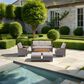 Sunwell Garden 32"H 3-Seater Outdoor Sofa with Acacia Wood Armrests and Beige Cushions in Gray, , large