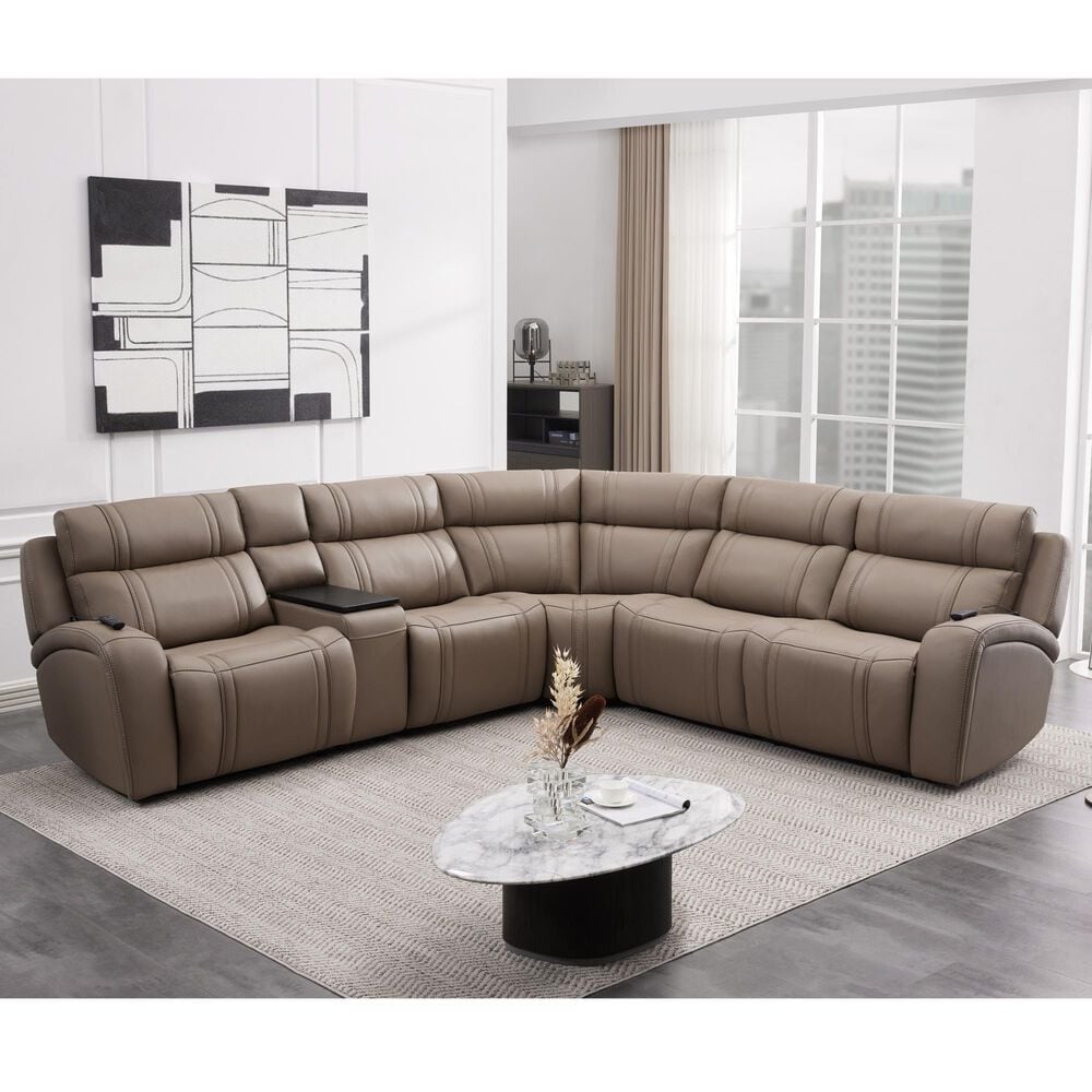 Oxford Furniture 6-Piece Leather Power Reclining Sectional, , large