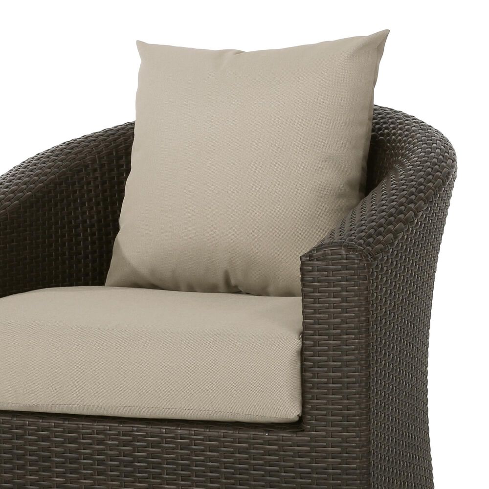 Hearth and Haven Outdoor Wicker Swivel Chair in Khaki, , large