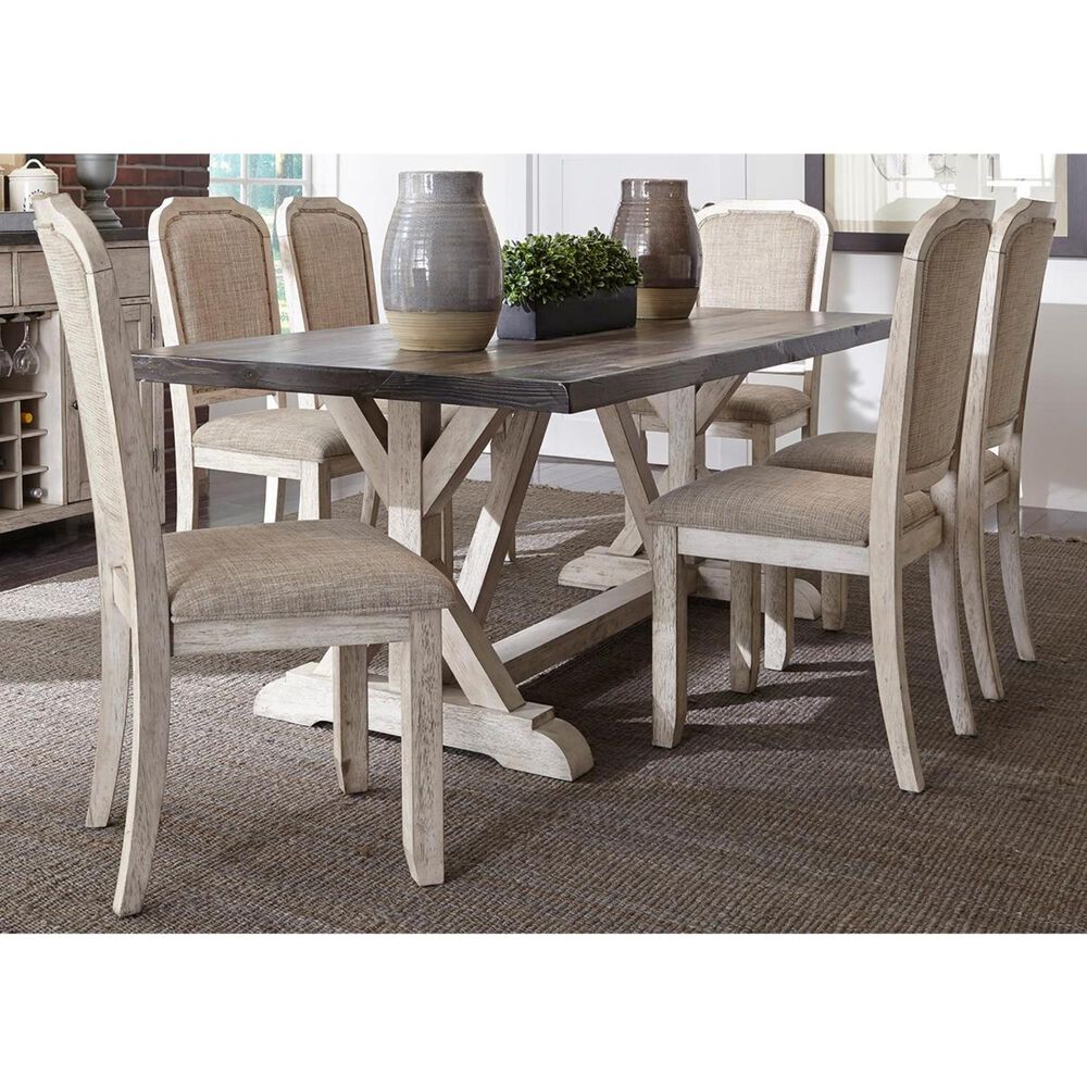 Belle Furnishings Willowrun 7-Piece Dining Set in Rustic White, , large