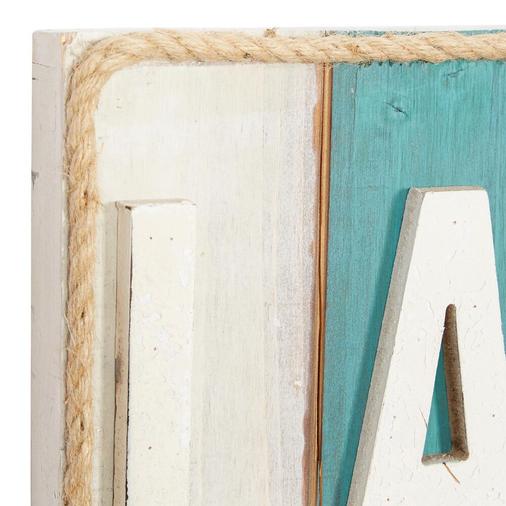Maple and Jade Lakehouse 11&quot; x 36&quot; Wall Sign in White, Turquoise, Red and Gold, , large