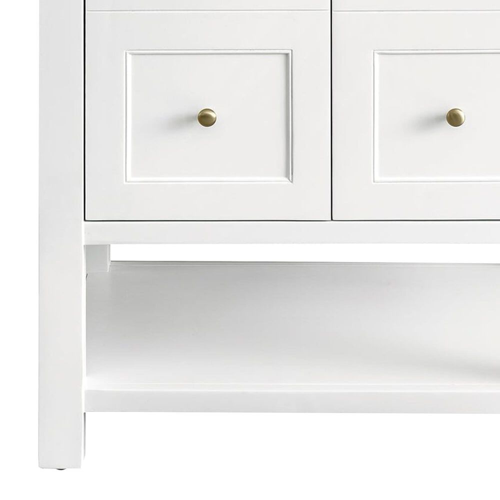 James Martin Vanities Breckenridge 30&quot; Single Bathroom Vanity in Bright White with 3 cm White Zeus Quartz Top and Rectangular Sink, , large