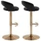 LumiSource Grotto Adjustable Bar Stool with Black Velvet Upholstery in Gold (Set of 2), , large