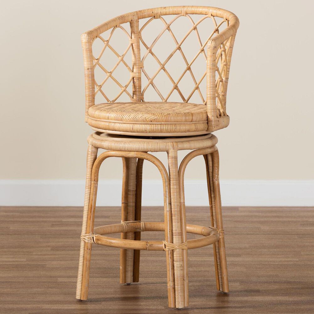 Baxton Studio Ayu Swivel Counter Stool in Light Honey, , large