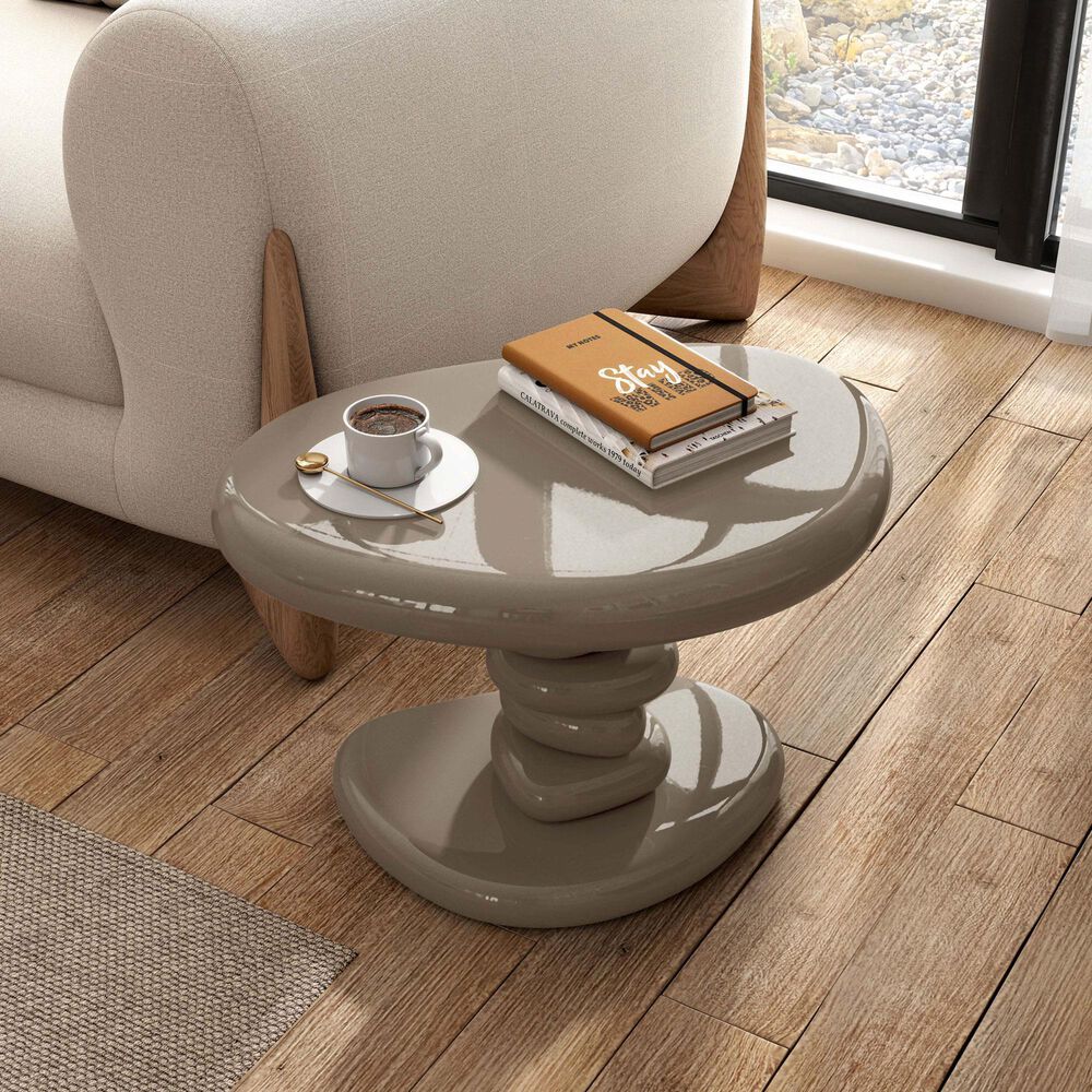 Furniture of America Rene Glossy End Table in Brown, , large