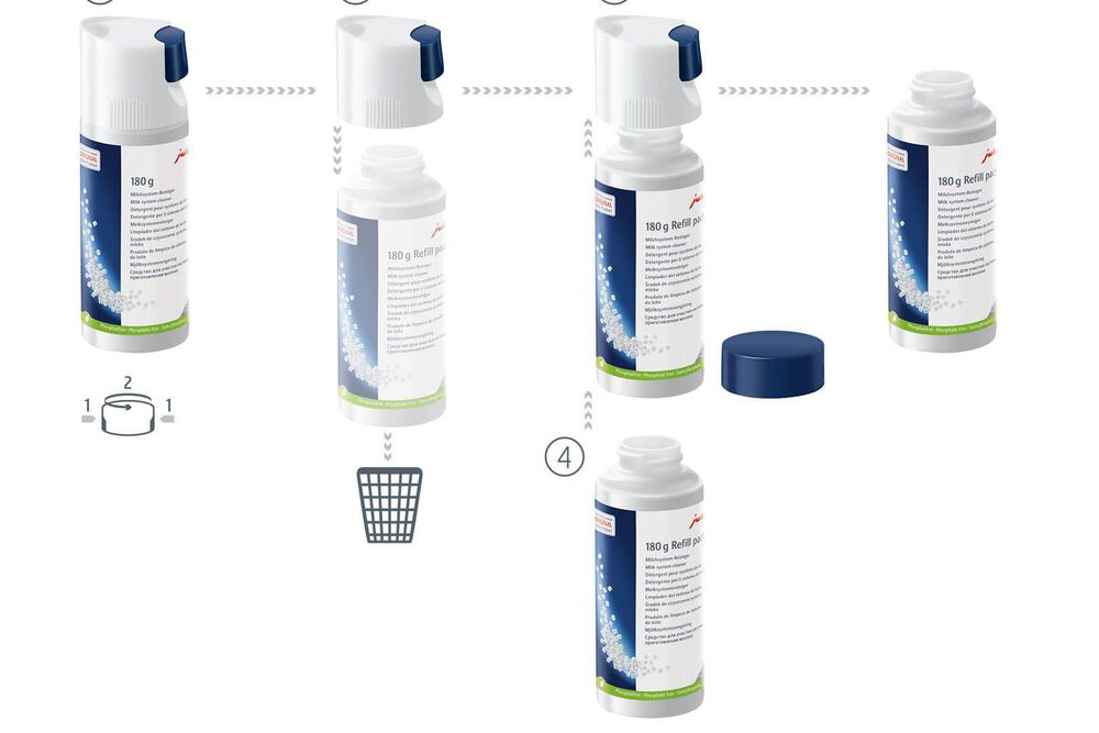 Jura Milk System Cleaner Mini Tabs Refillable Bottle in White, , large