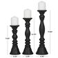 Maple and Jade 12", 15", 18" Turned Style Pillar Decorative Candle Holder in Black (Set of 3), , large