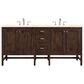 James Martin Vanities Addison 72" Double Bathroom Vanity in Mid Century Acacia with 3 cm Eternal Marfil Quartz Top and Rectangular Sinks, , large