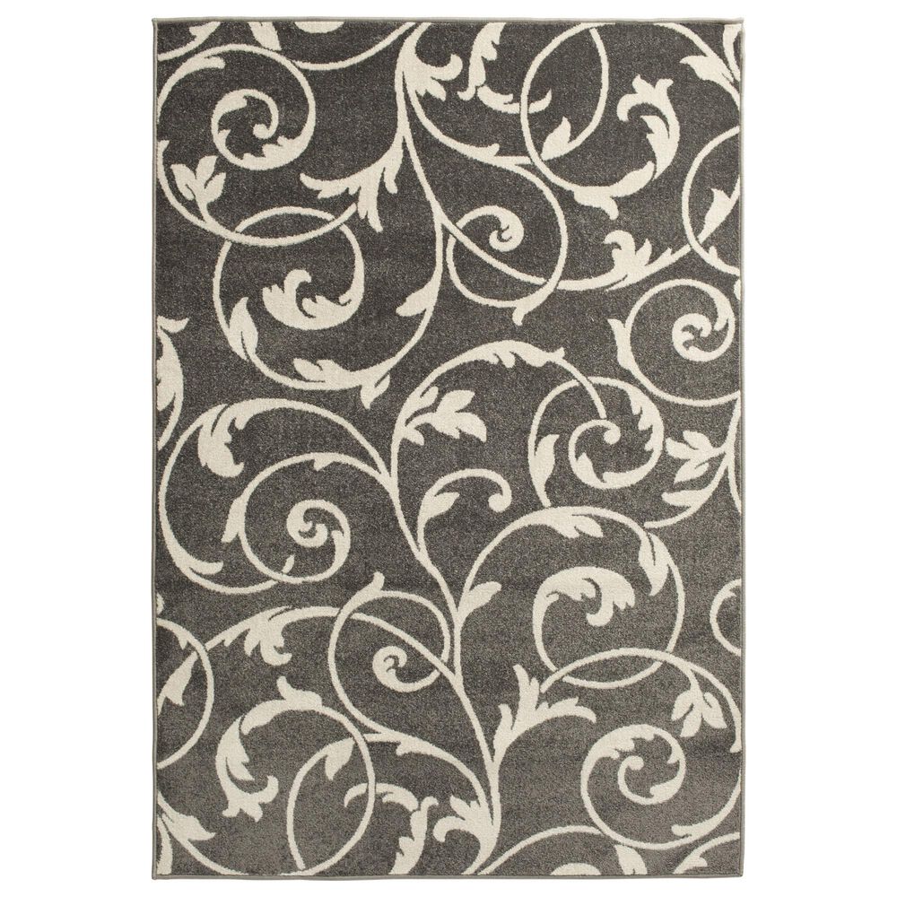 Central Oriental Terrace Tropic Macala 9"10" x 12"10" Stone and Snow Area Rug, , large