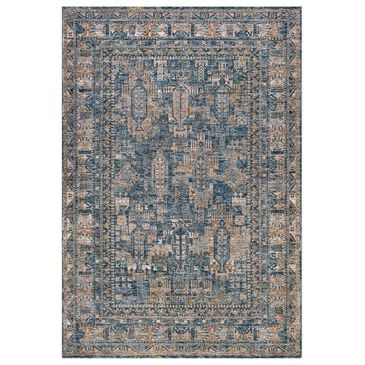 Surya Mirabel  7"10" Round Navy, Denim, Cream, Brown, Saffron, Taupe and Gray Area Rug, , large